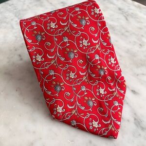 Vintage Nina Ricci 100% Silk Red Floral Necktie